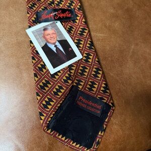 Vintage Frank Sinatra Tie 3 1/2" X 56" Silk Gold/Black/Red Diamond Tie USA NWT
